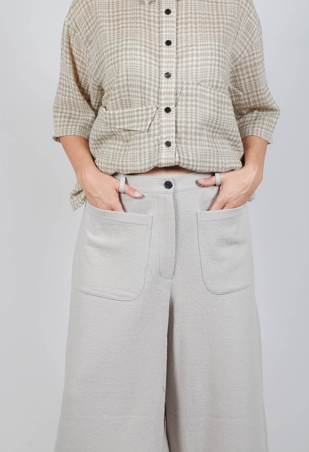 Pocket Wool Trousers in Cream