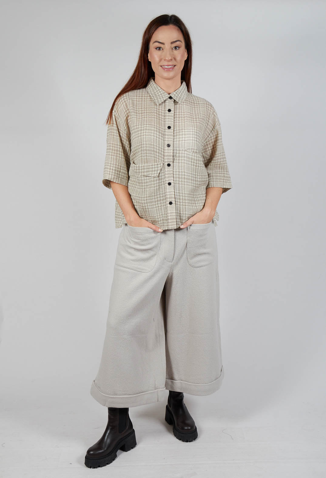 Pocket Wool Trousers in Cream