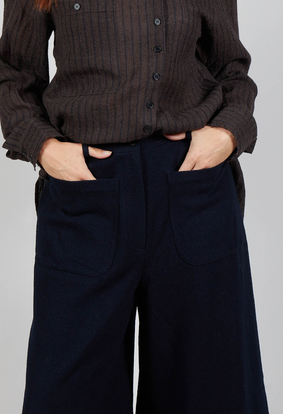 Pocket Wool Trousers in Navy