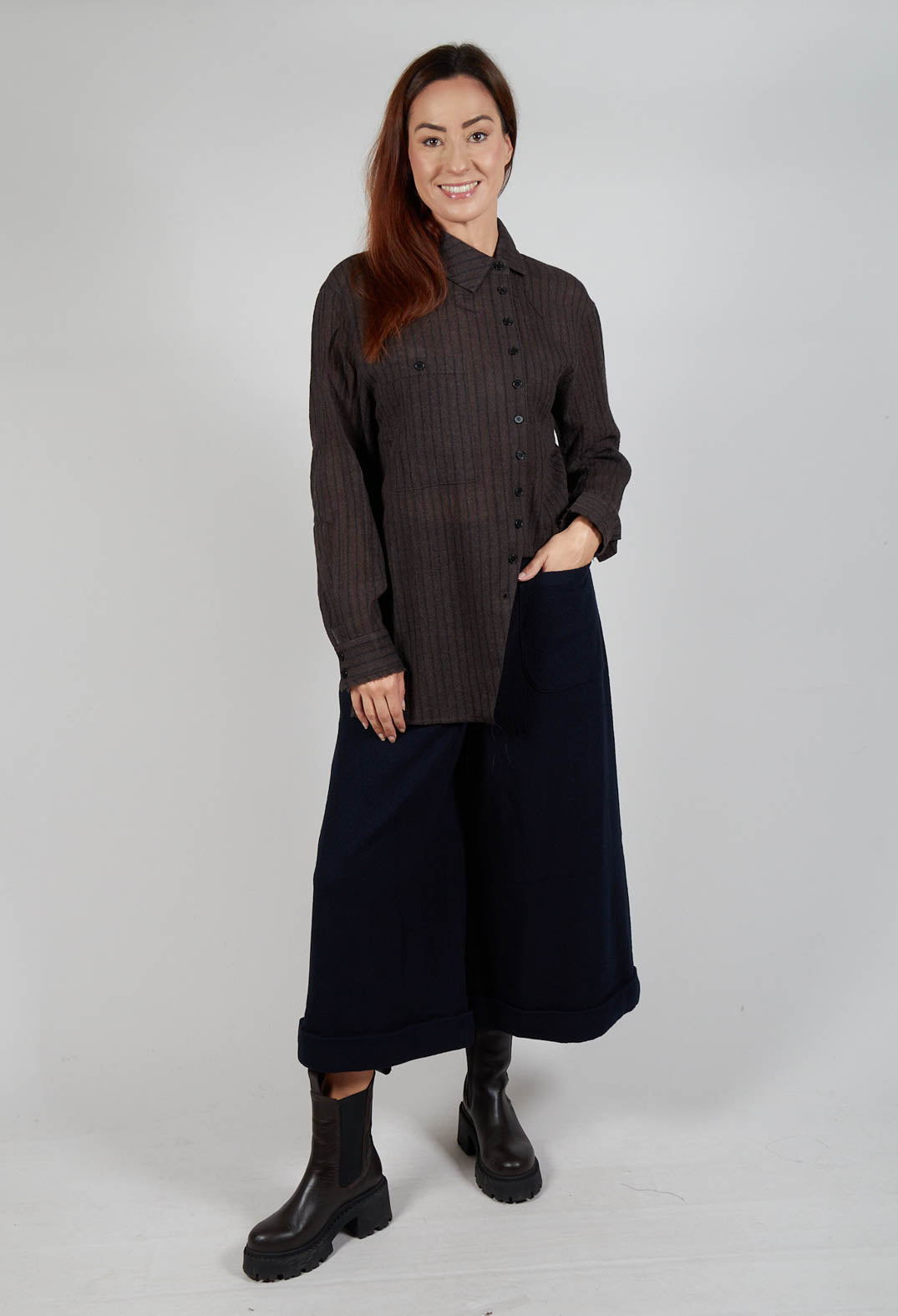 Pocket Wool Trousers in Navy