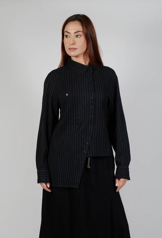 Point Collar Shirt in Black Stripe