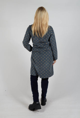 Polkadot Needlecord Cowl Neck Dress in Anthracite