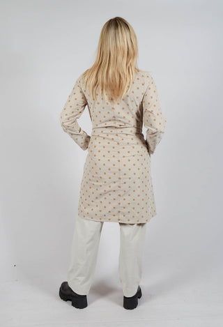 Polkadot Needlecord Cowl Neck Dress in Sahara