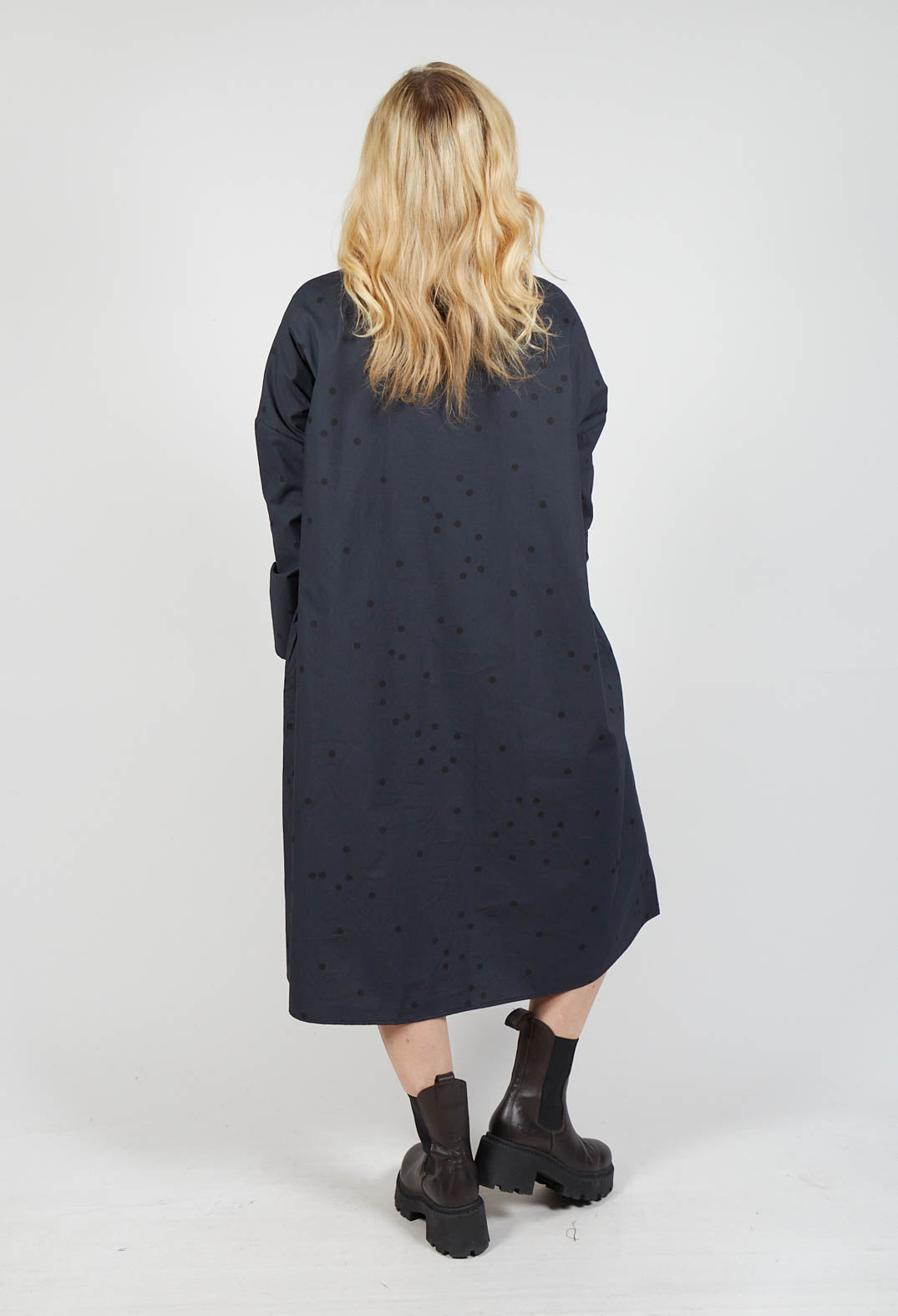 Polkadot Shirt Dress in Anthracite