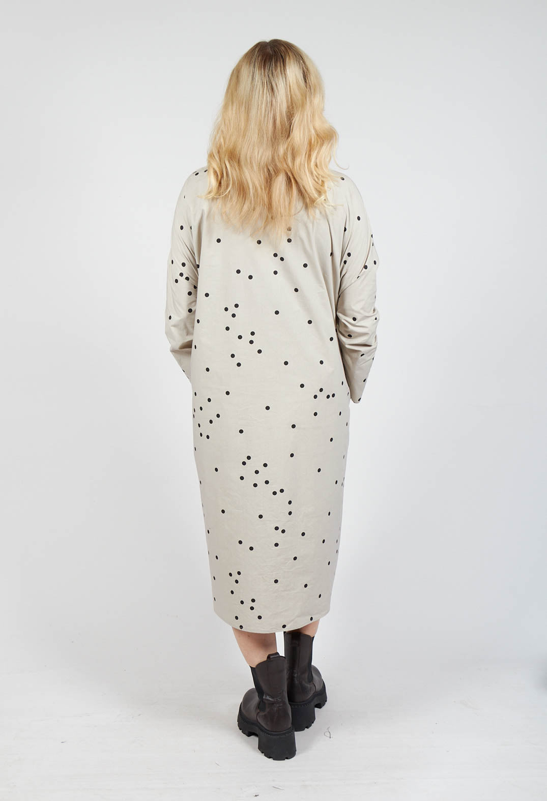 Polkadot Shirt Dress in Sand