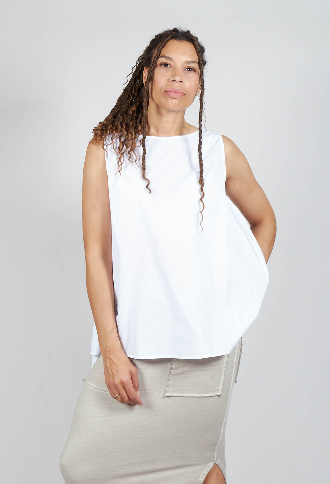 Pop Top Vest in White