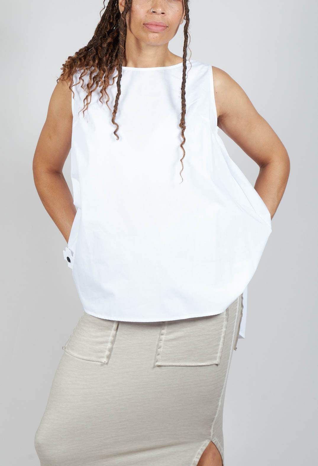 Pop Top Vest in White