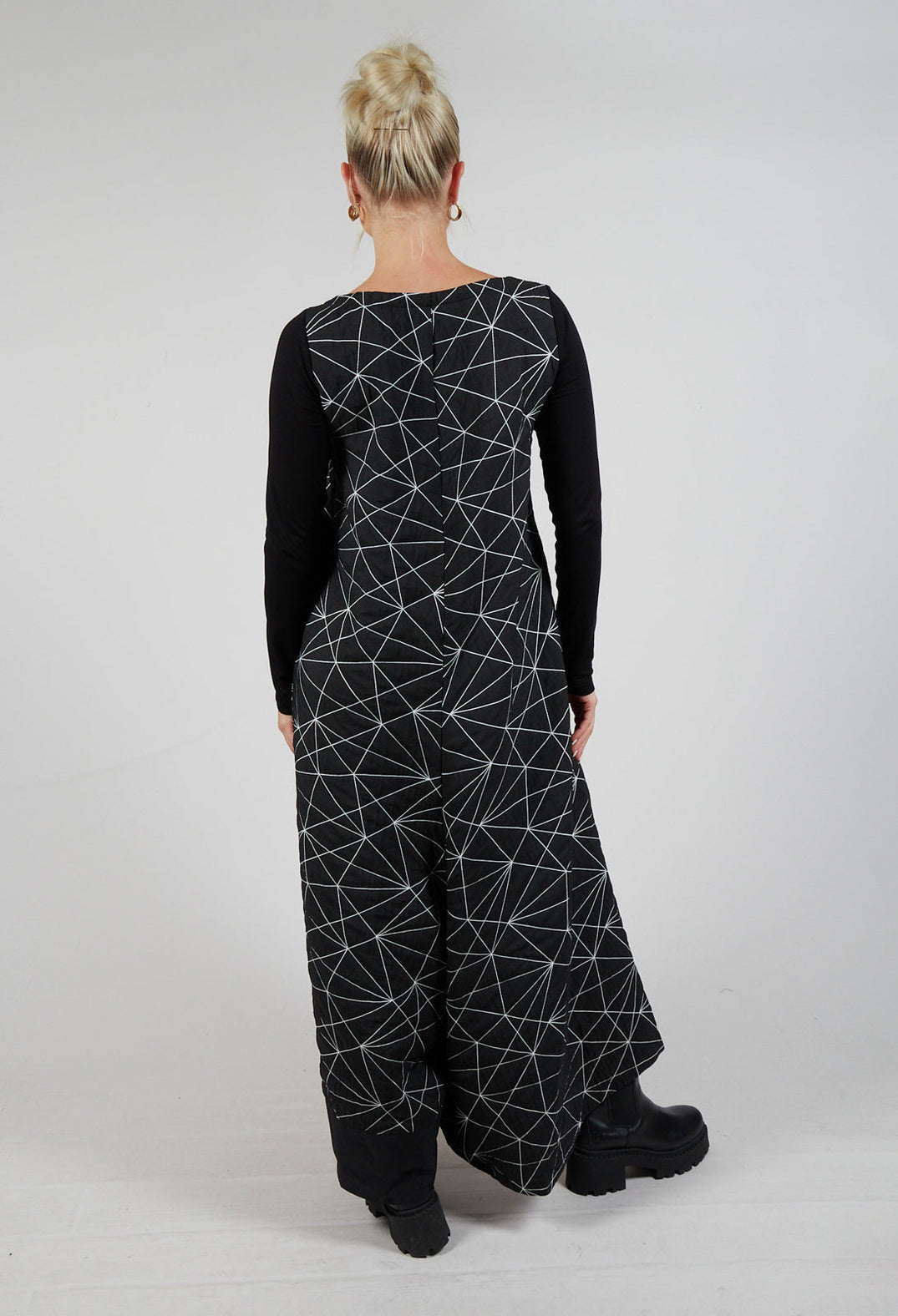 Print Inon Jumpsuit in Black with White