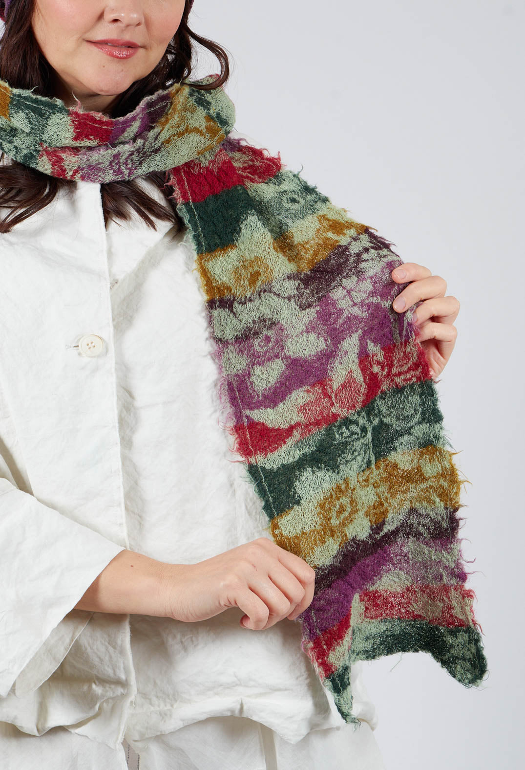 Print Wool Scarf in Olive