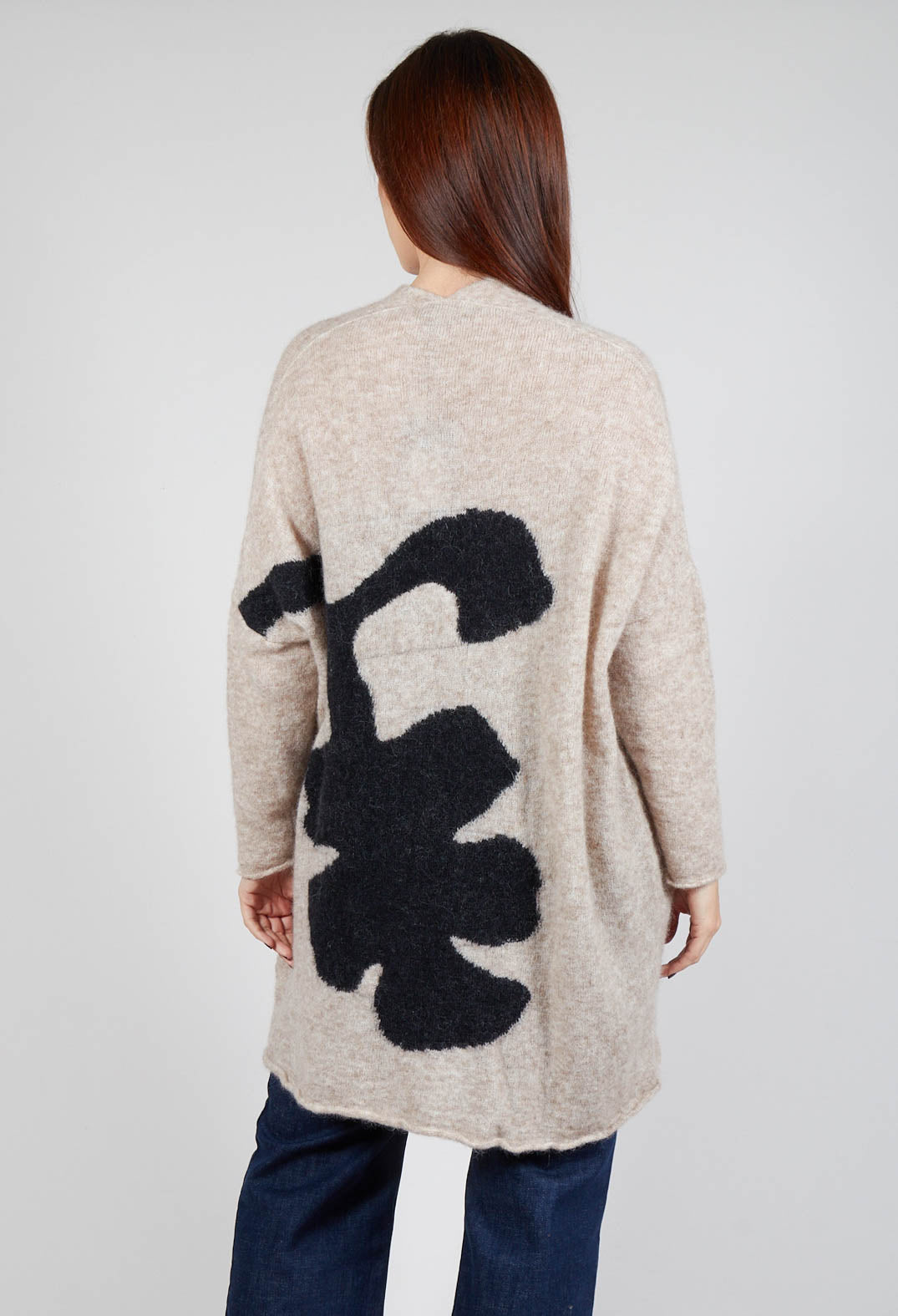 Printed Cardigan in Sand Nero