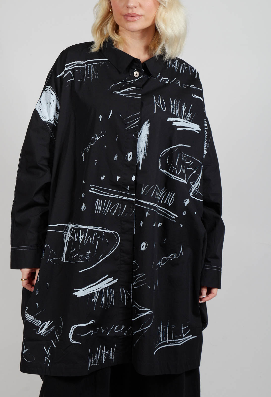 Printed Oversized Shirt in Black and White