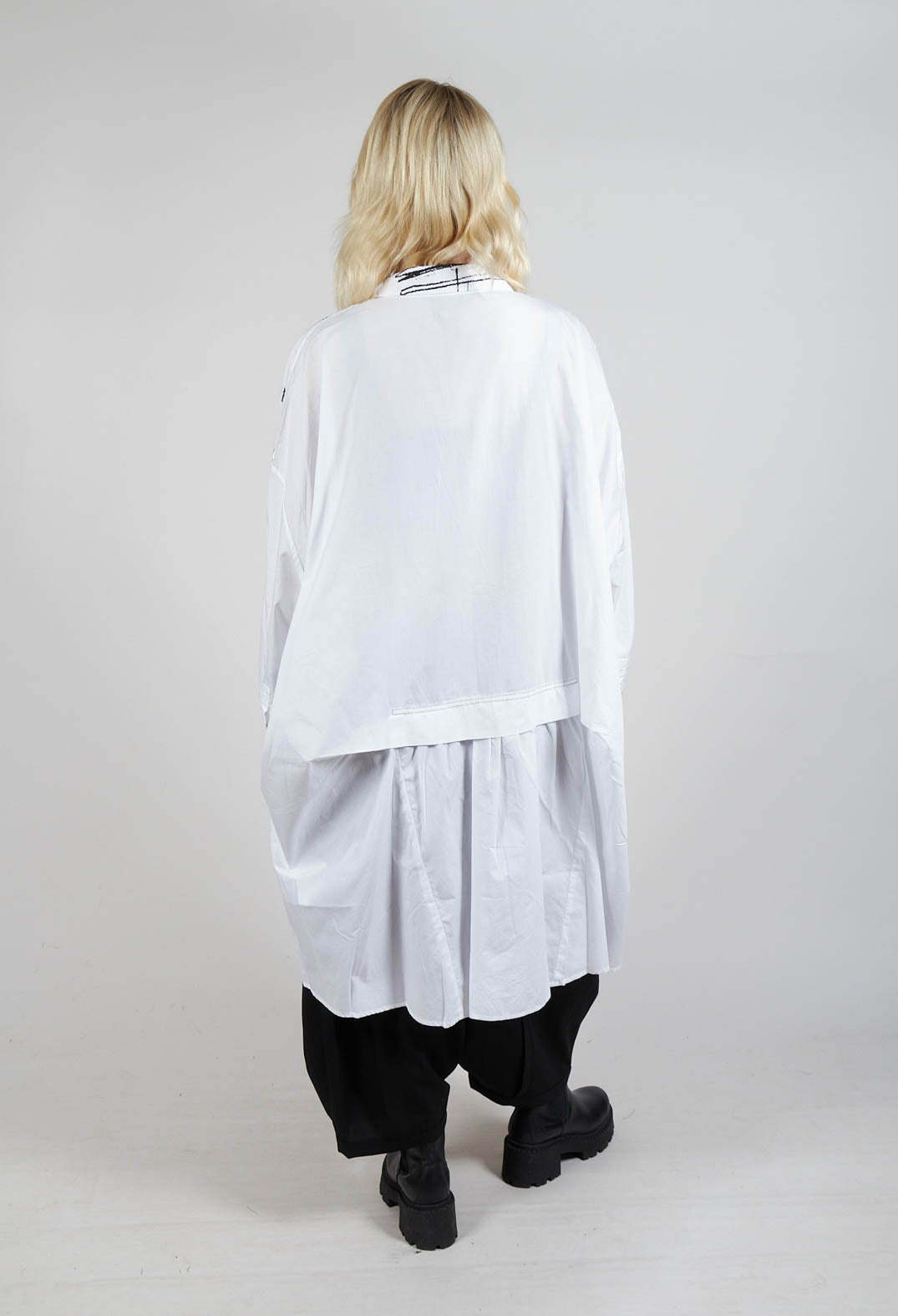 Printed Oversized Shirt in White and Black