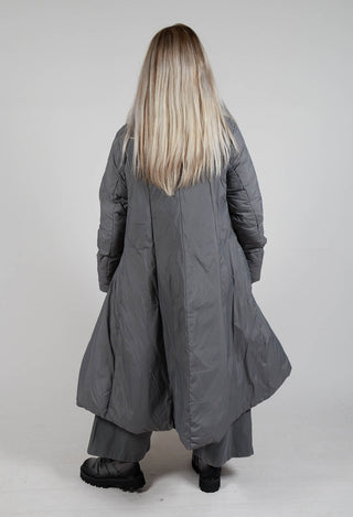 Puffer Coat with Flared Hemline in Rock