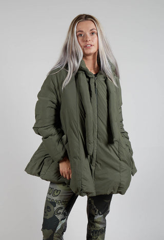 Puffer Jacket with Flared Hemline in Camp