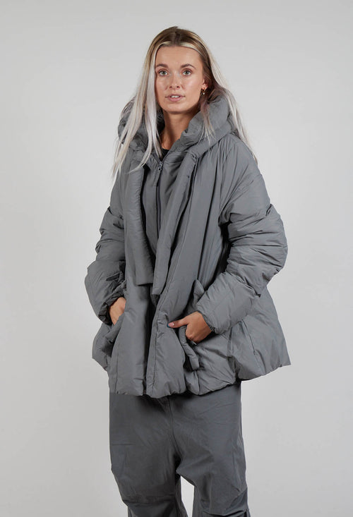 Puffer Jacket with Flared Hemline in Rock