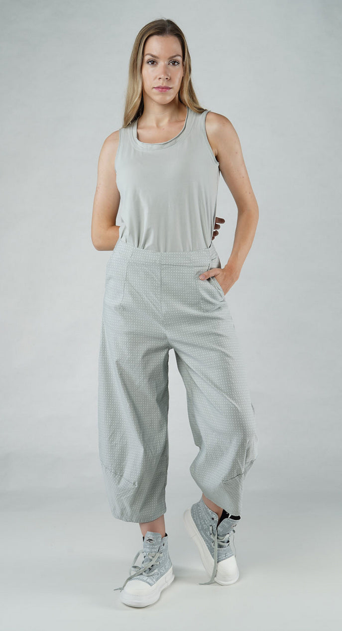 PRE-ORDER - Pull On Balloon Trousers in Grey Print (Pictured in Grey Check)