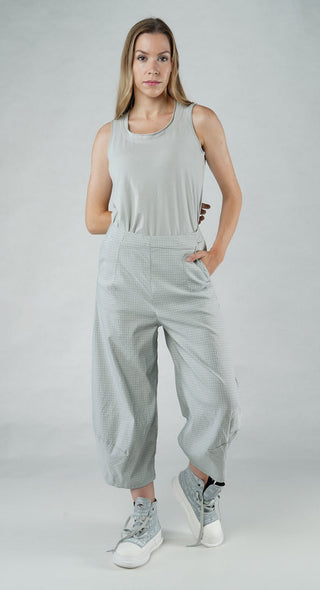 PRE-ORDER - Pull On Balloon Trousers in Black Print (Pictured in Grey Check)