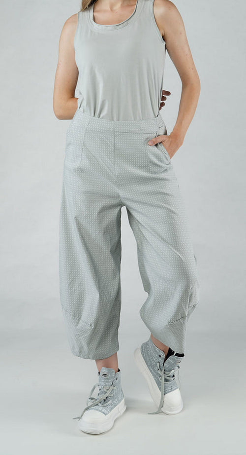 PRE-ORDER - Pull On Balloon Trousers in Grey Print (Pictured in Grey Check)