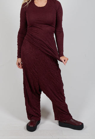 Pull On Crinkle Trousers in Merlot