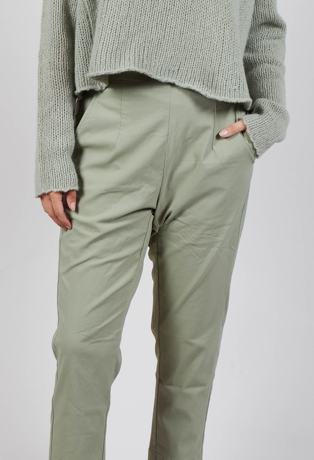 Pull On Cropped Trousers in Defender