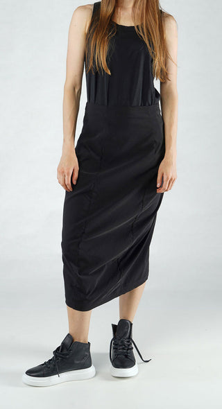 PRE-ORDER - Pull On Curved Hem Pencil Skirt in Grey Pull On Curved Hem Pencil Skirt in Grey (Pictured in Black)