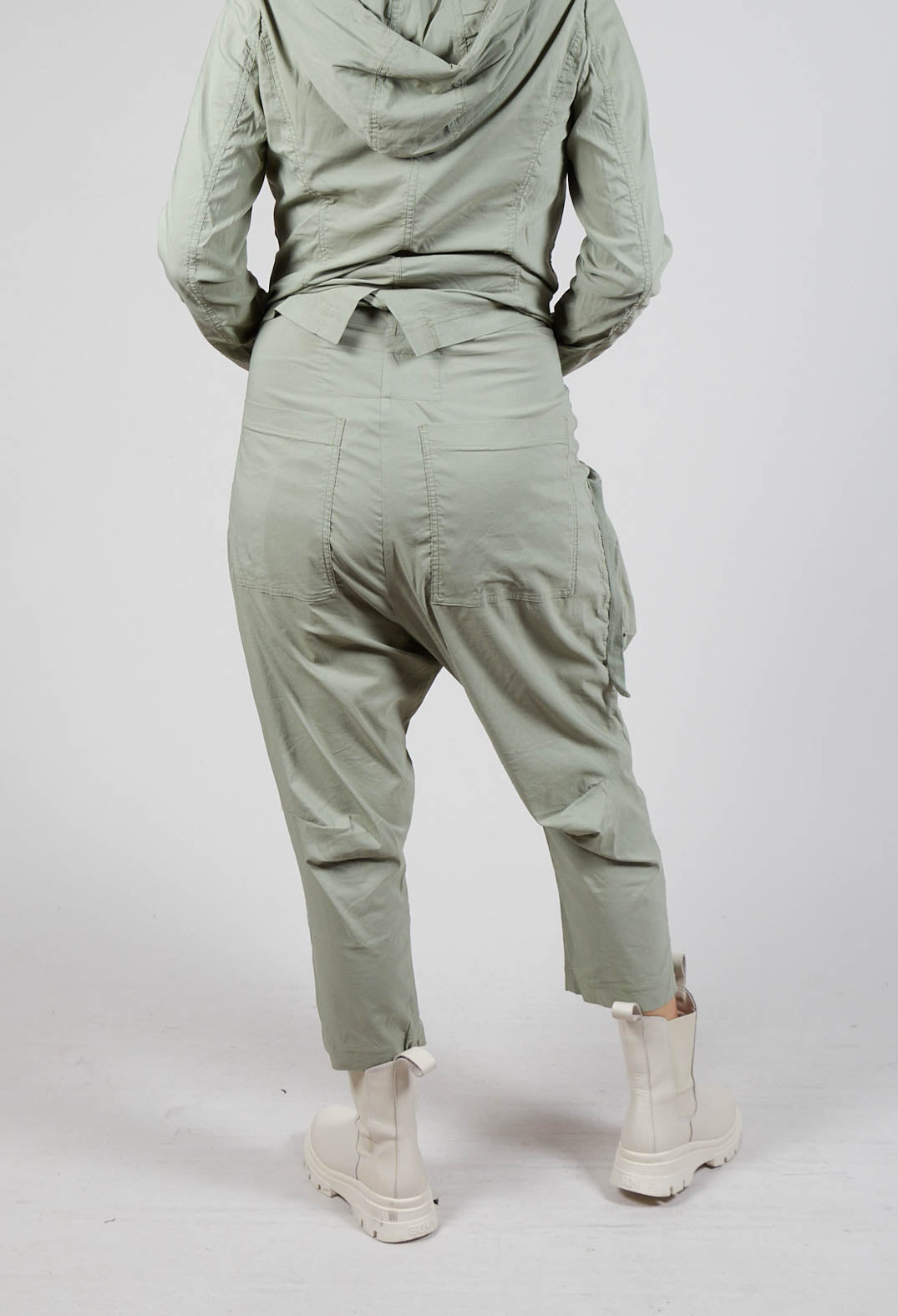 Pull On Drop Crotch Trousers with Cargo Pocket in Defender