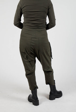 Pull On Drop Crotch Trousers with Cargo Pocket in Jungle