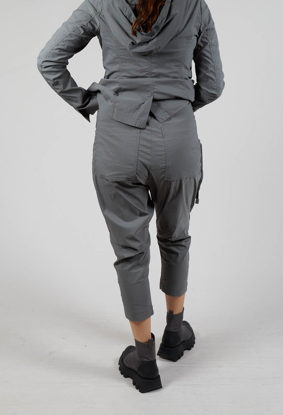 Pull On Drop Crotch Trousers with Cargo Pocket in Rock