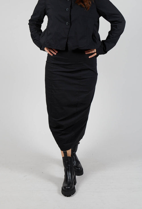 Pull On Longline Pencil Skirt in Black