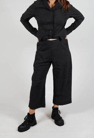 Pull On Straight Leg Trousers in Black Shiny Print