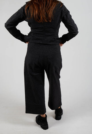 Pull On Straight Leg Trousers in Black Shiny Print