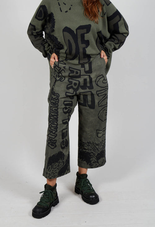 Pull On Straight Leg Trousers in Camp Big Print