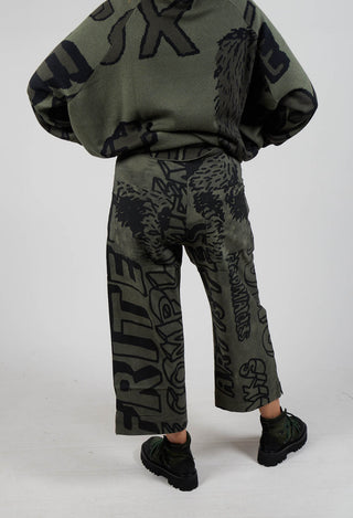 Pull On Straight Leg Trousers in Camp Big Print