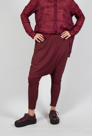 Pull on Drop Crotch Trousers in Merlot Cloud