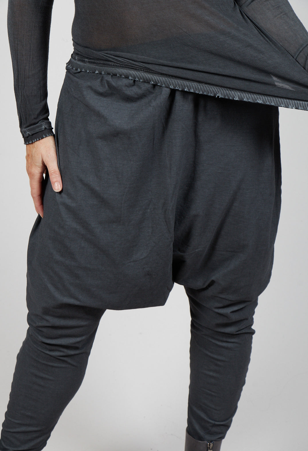 Pull on Drop Crotch Trousers in Slate Cloud