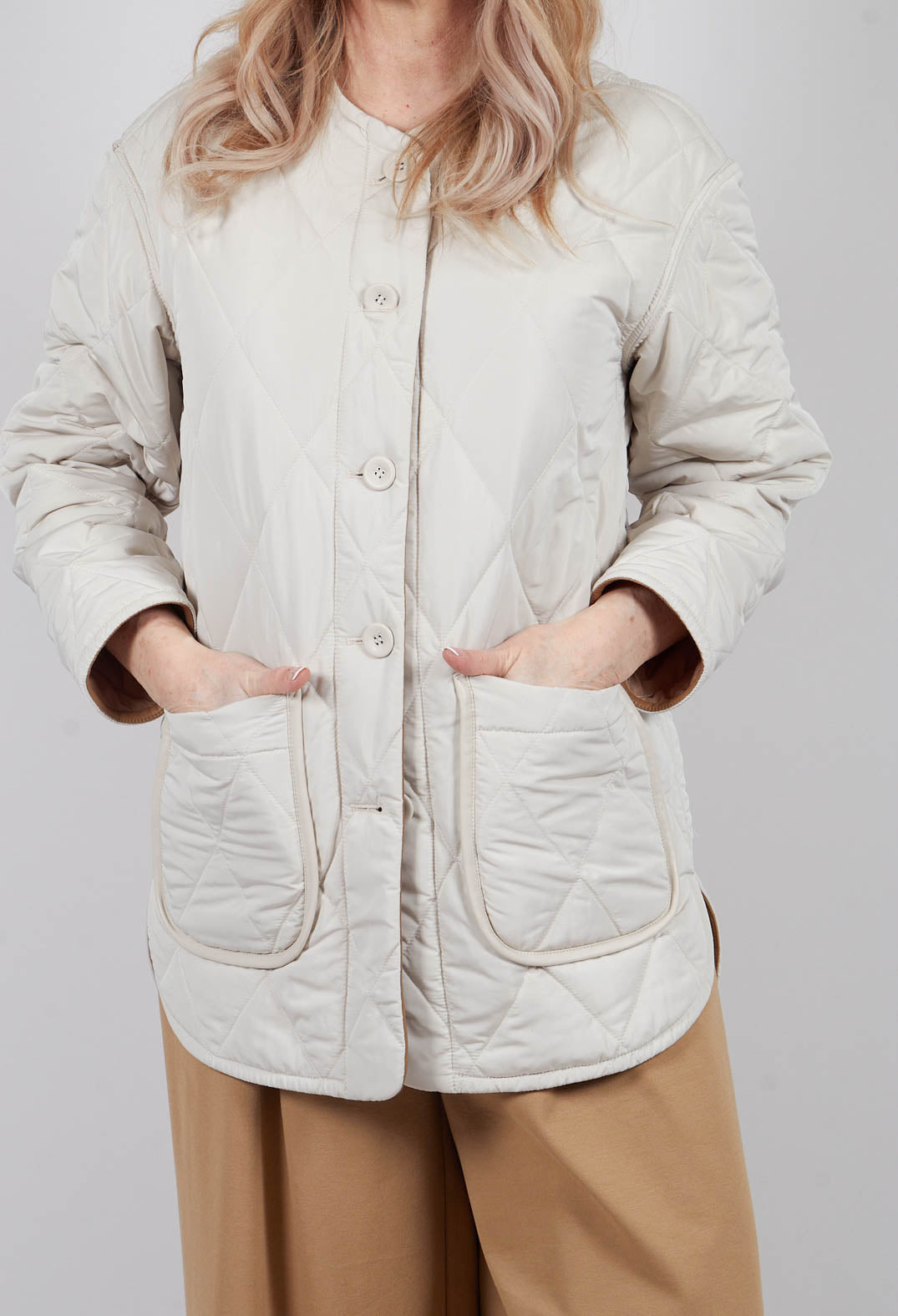 Quilted Jacket In Bone and Caramel