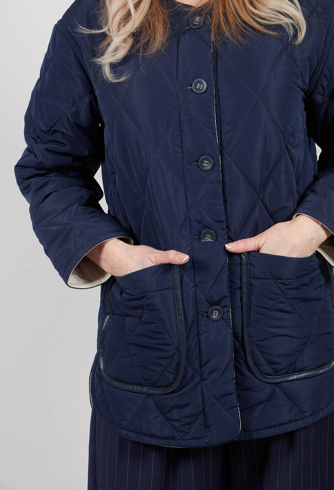 Quilted Jacket in Navy and Bone