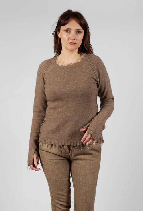 Raw Edge Jumper in Camel Mel