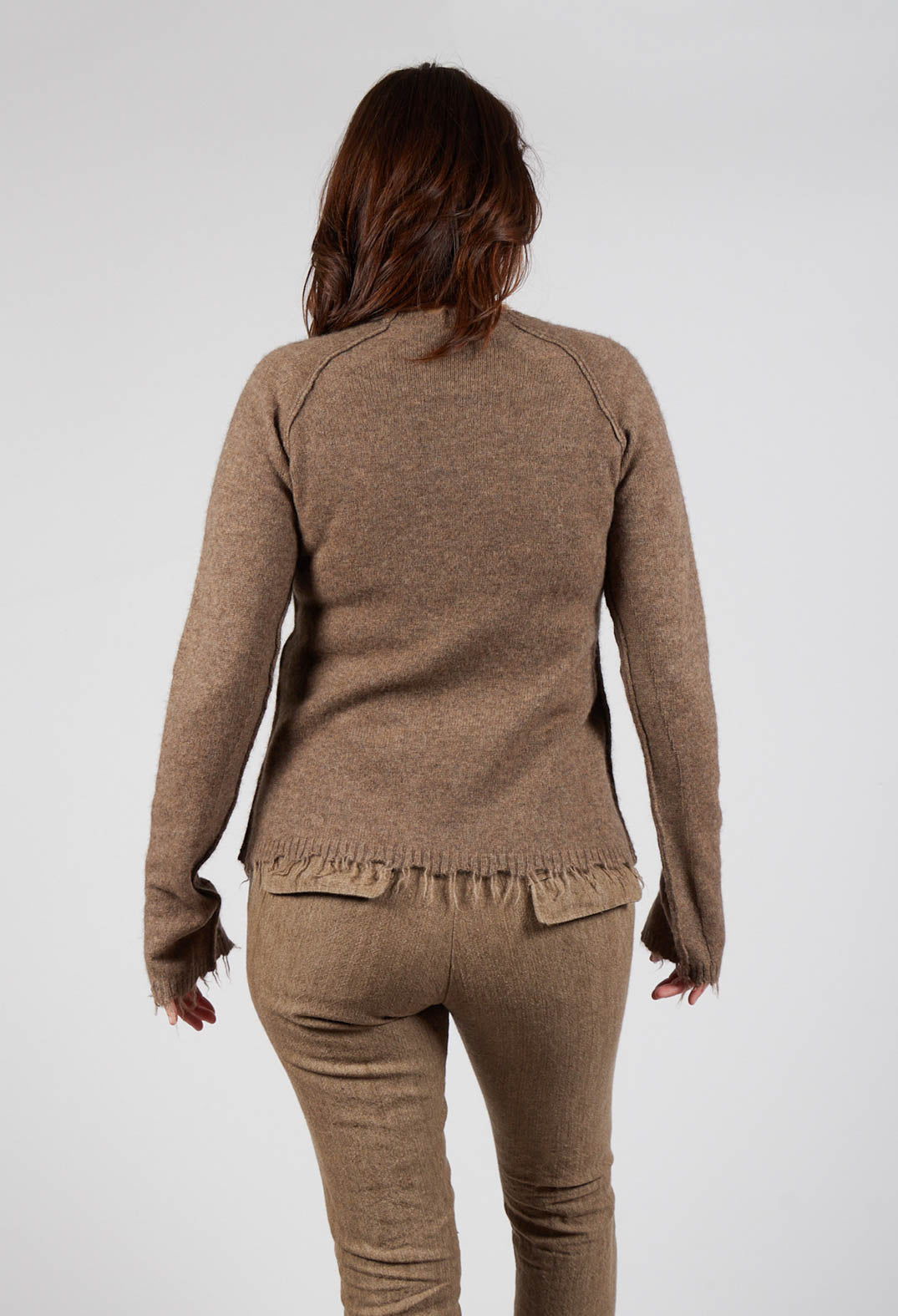 Raw Edge Jumper in Camel Mel