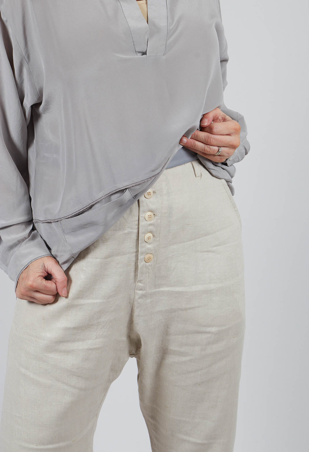 Raw Hem Trouser in Original Beige