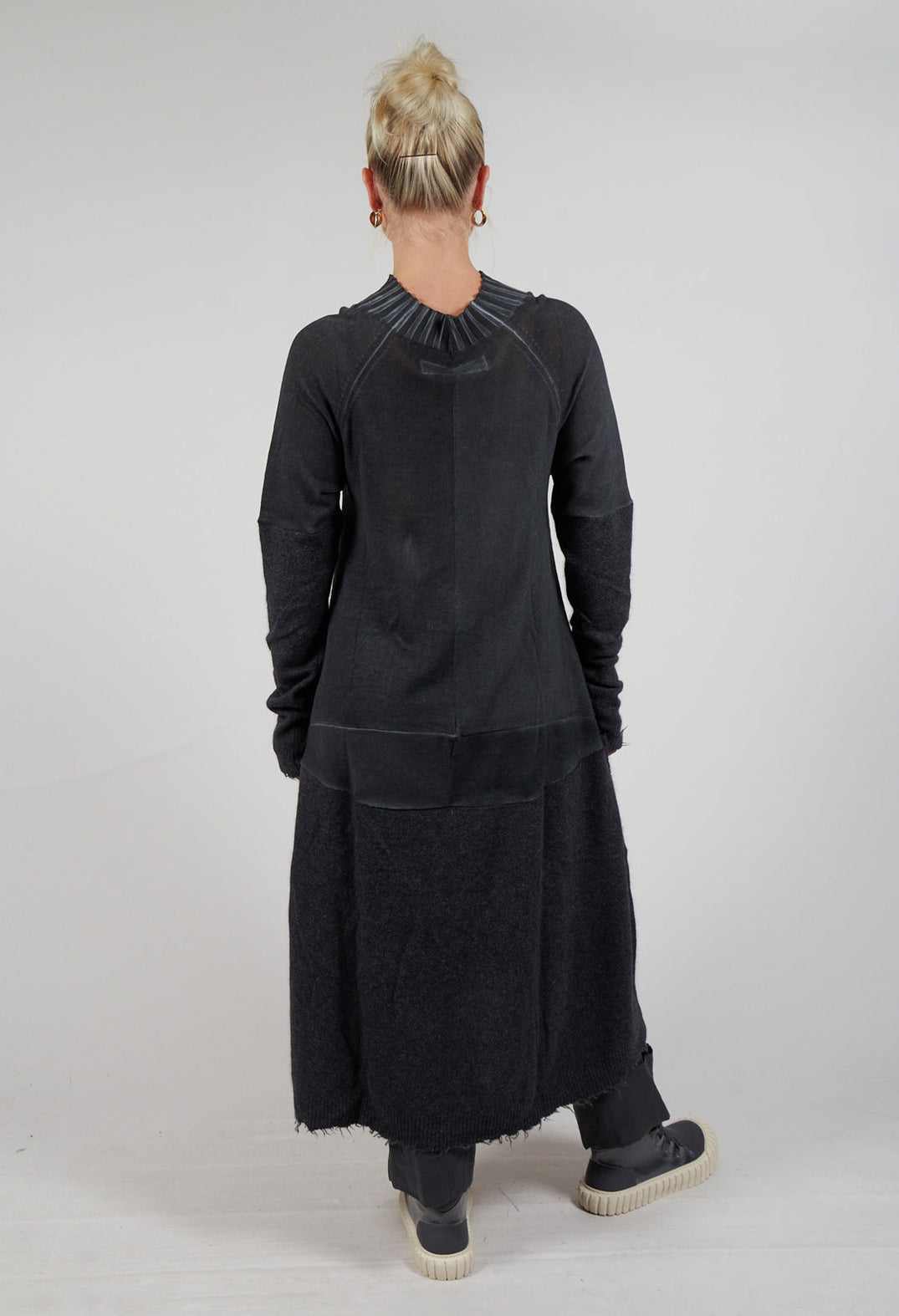 Raw Hemmed Dress in Coal