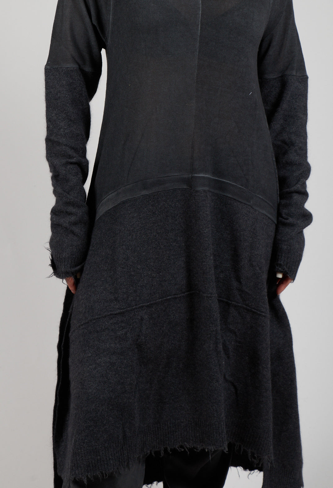 Raw Hemmed Dress in Coal