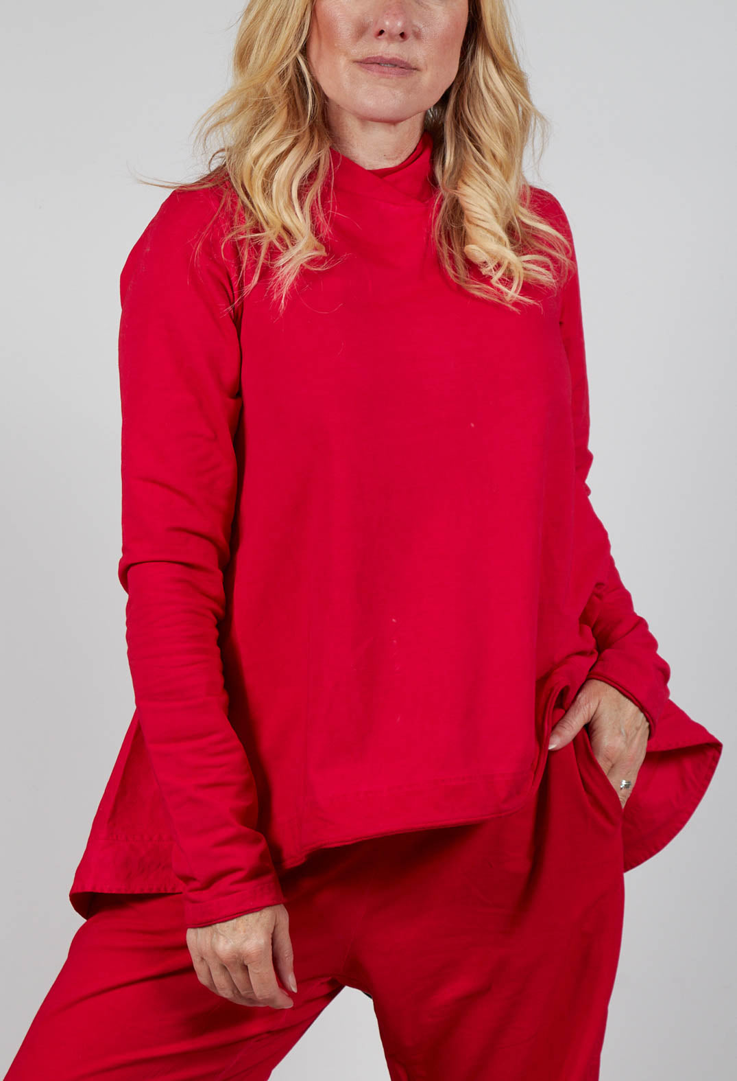 Relaxed Cross Neck Top in Cardinal Cloud