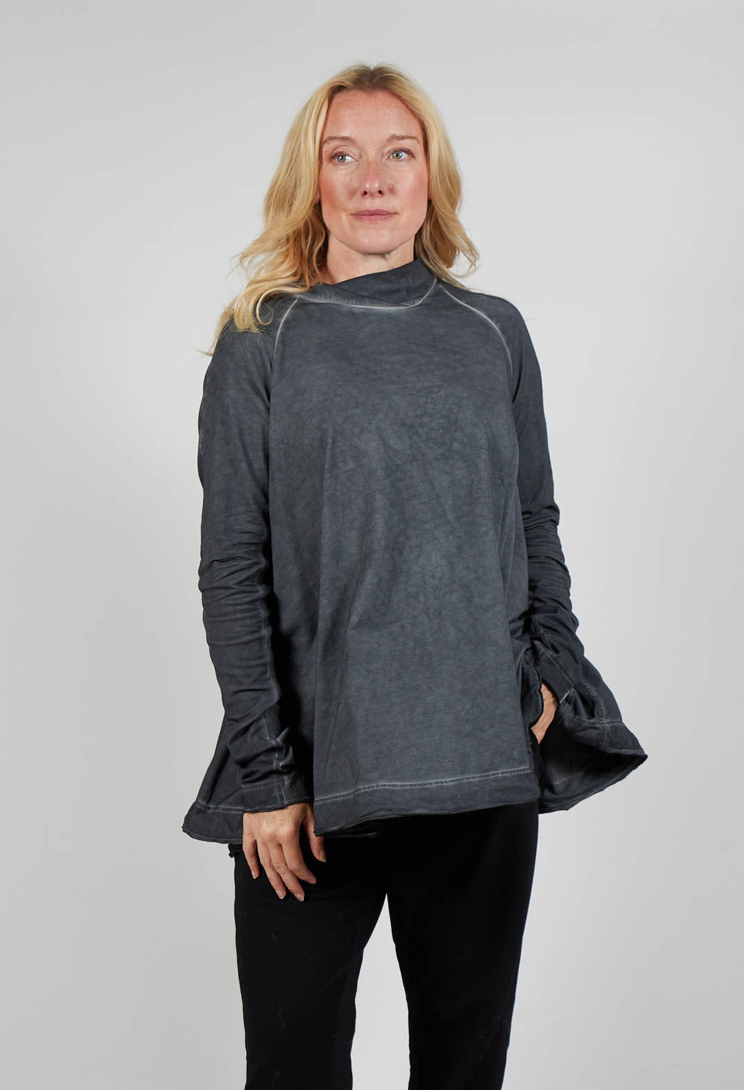 Relaxed Cross Neck Top in Slate Cloud