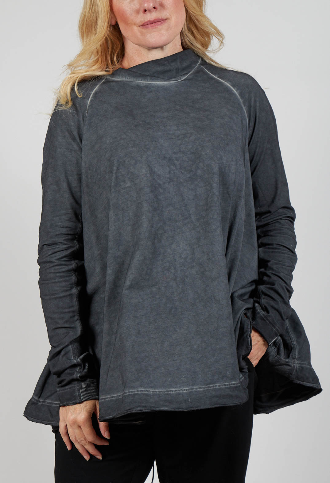 Relaxed Cross Neck Top in Slate Cloud