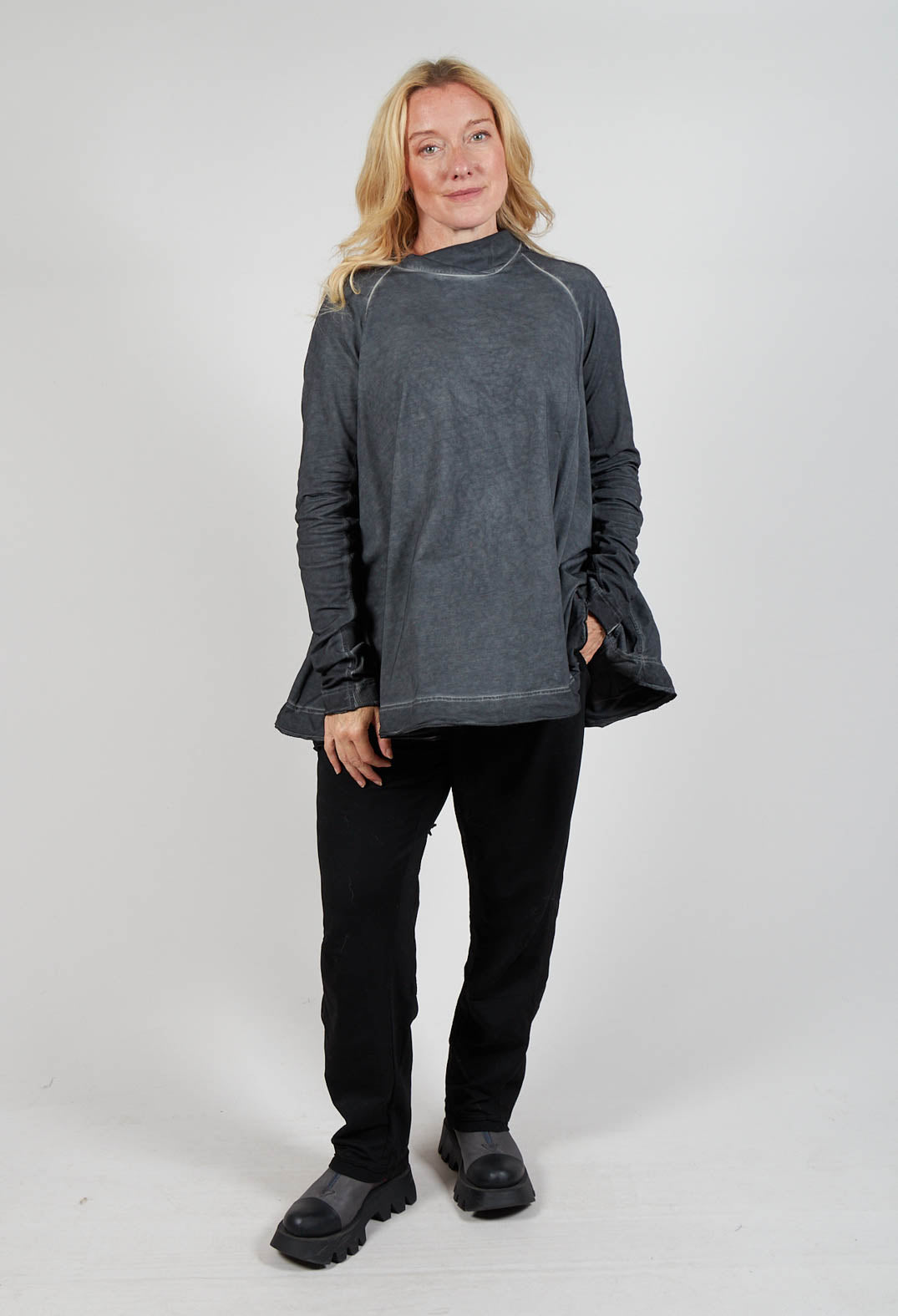 Relaxed Cross Neck Top in Slate Cloud