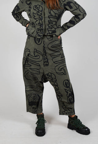 Relaxed Drop Crotch Trousers in Camp Big Print