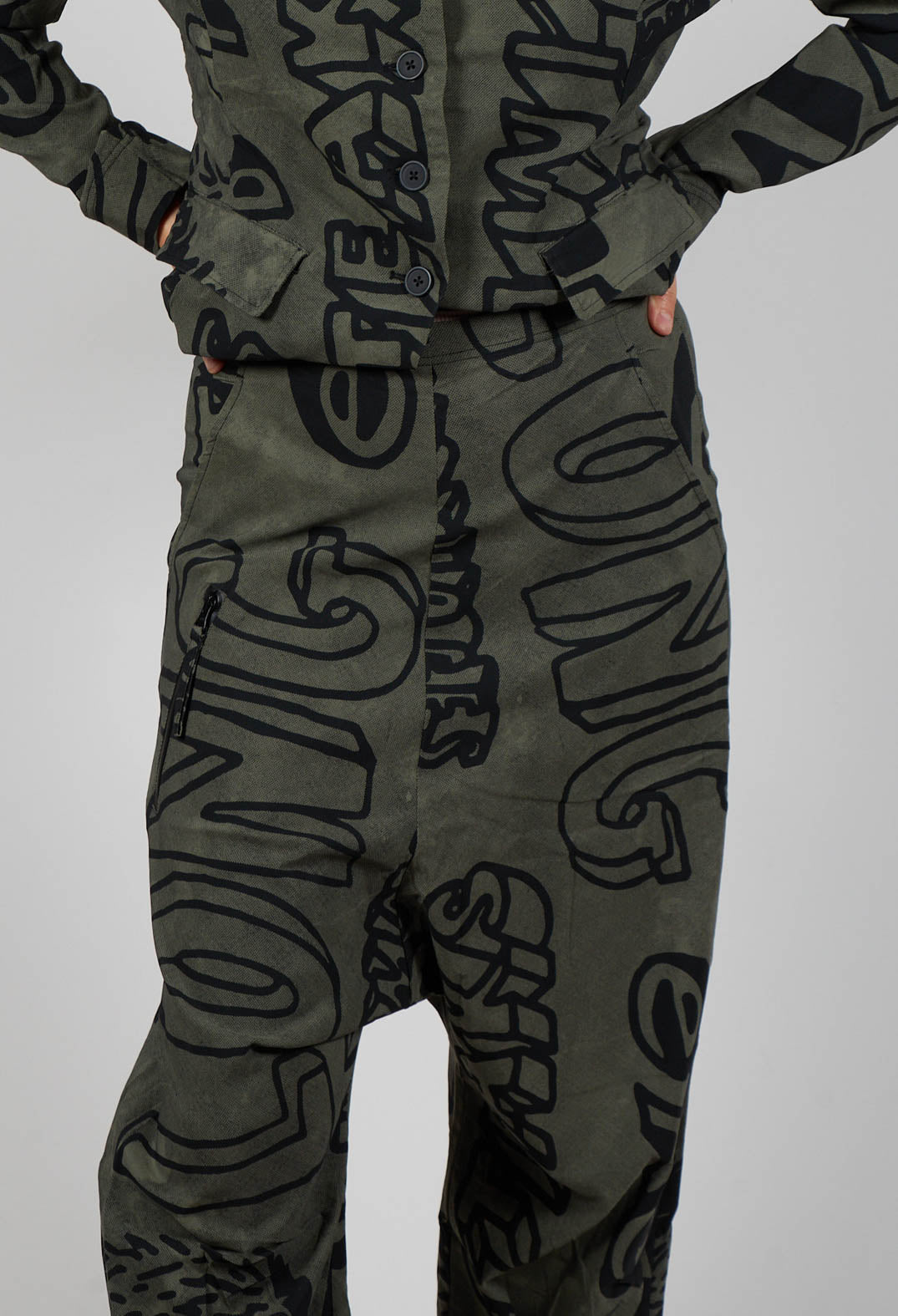 Relaxed Drop Crotch Trousers in Camp Big Print