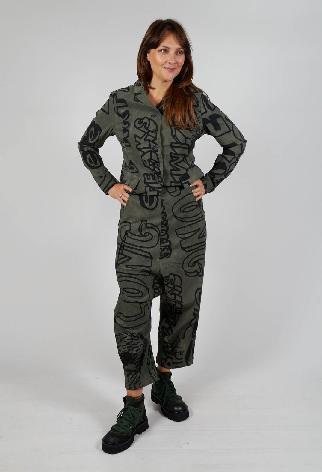 Relaxed Drop Crotch Trousers in Camp Big Print