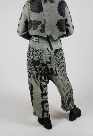 Relaxed Drop Crotch Trousers in Defender Big Print